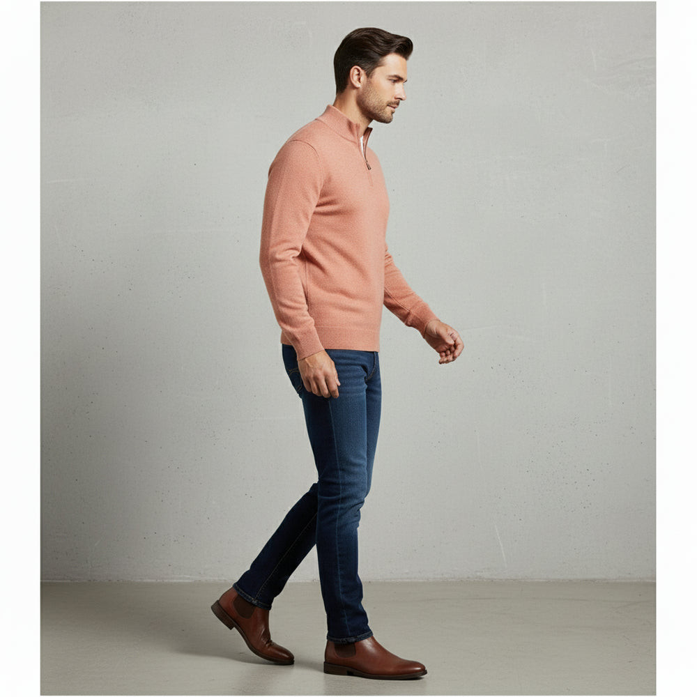 Warmer Herren Strickpullover Half-Zip | Slim Fit | Herbst