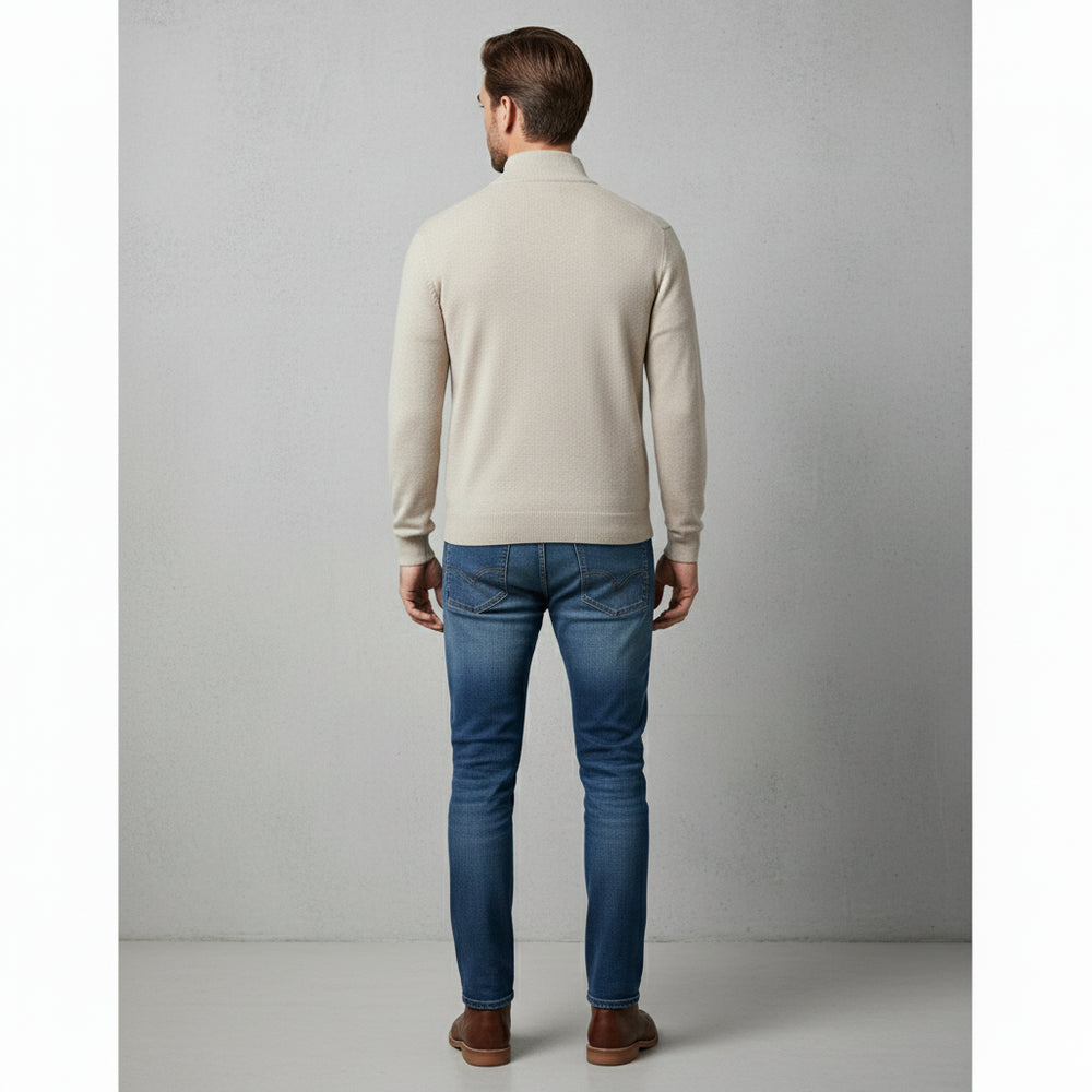 Warmer Herren Strickpullover Half-Zip | Slim Fit | Herbst