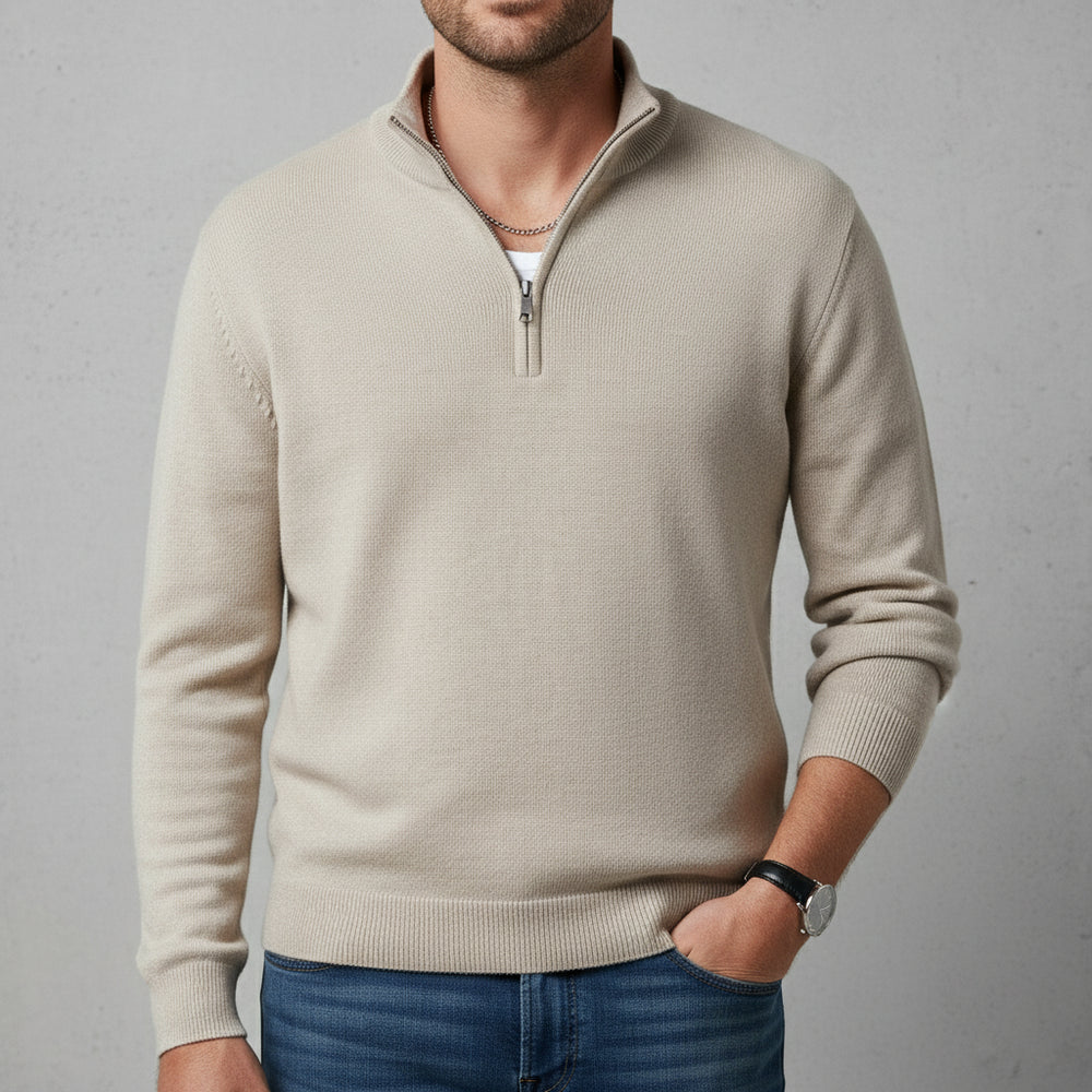 Warmer Herren Strickpullover Half-Zip | Slim Fit | Herbst