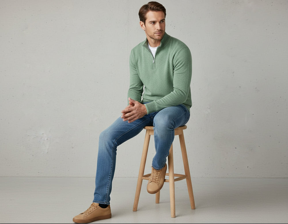 Warmer Herren Strickpullover Half-Zip | Slim Fit | Herbst