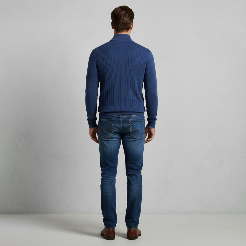 Warmer Herren Strickpullover Half-Zip | Slim Fit | Herbst