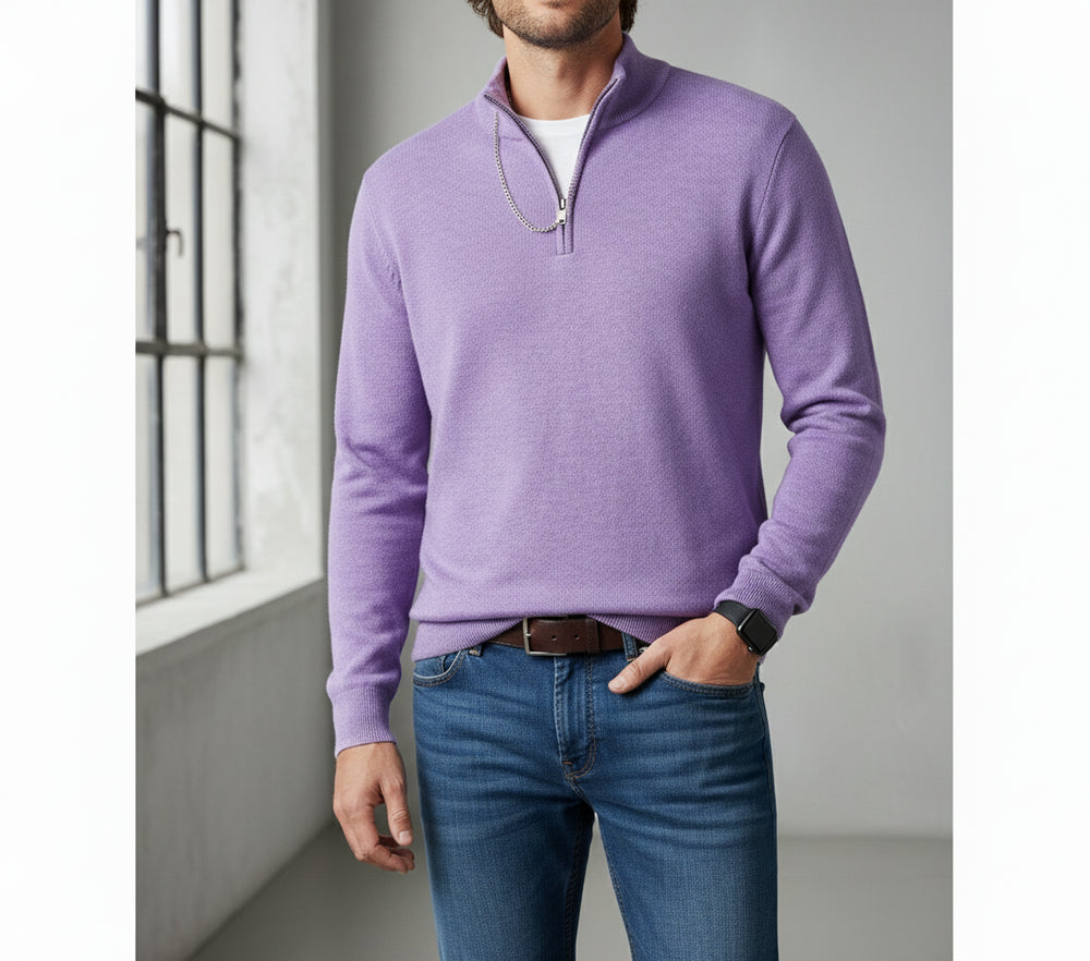 Warmer Herren Strickpullover Half-Zip | Slim Fit | Herbst