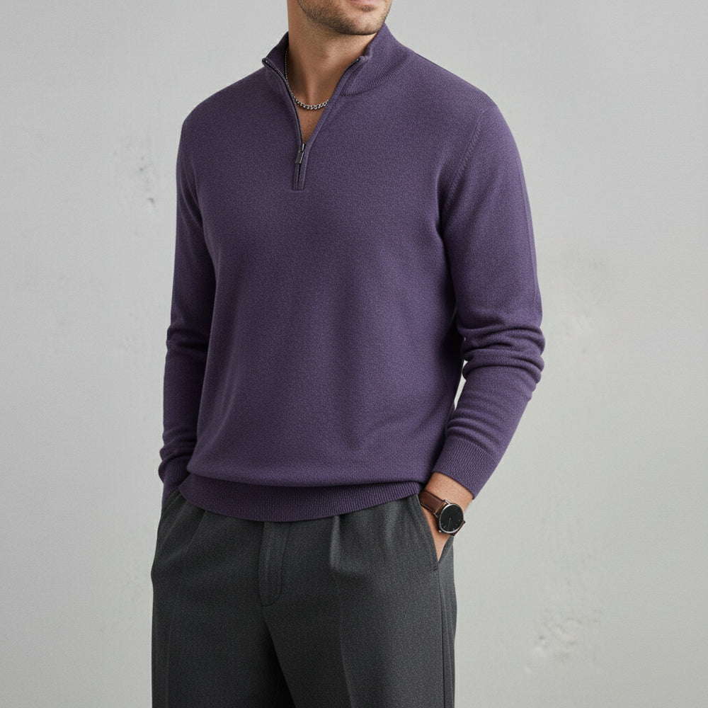 Warmer Herren Strickpullover Half-Zip | Slim Fit | Herbst