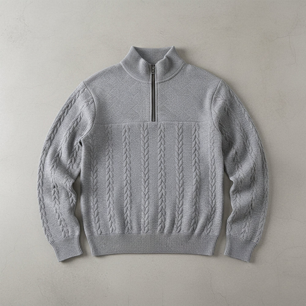 Lässiger Damen Strickpullover | Stehkragen | Zipper | Winter