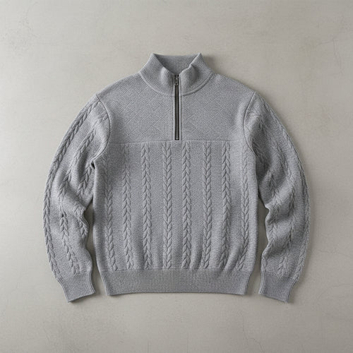 Lässiger Damen Strickpullover | Stehkragen | Zipper | Winter