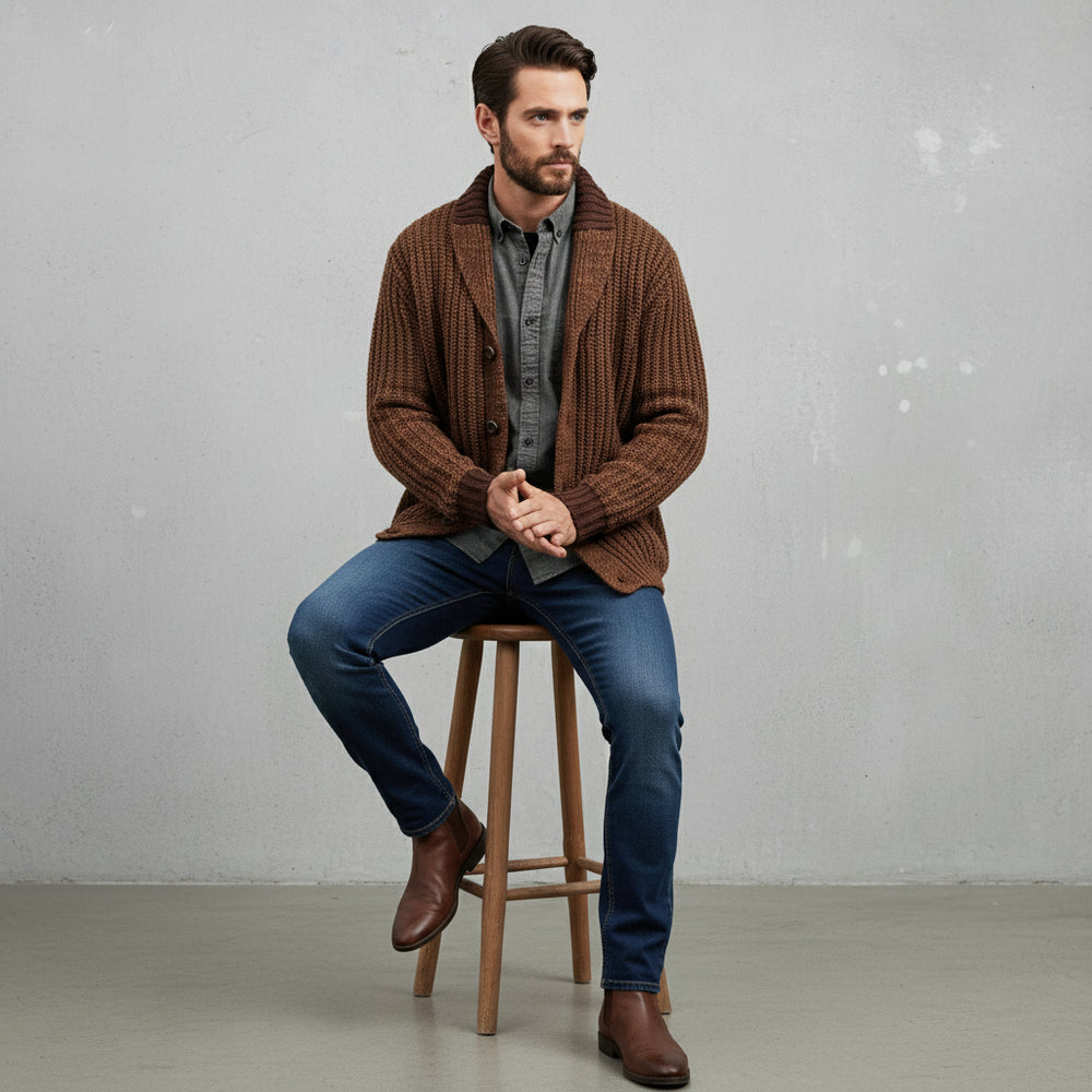 Warme Herren Strickjacke Slim Fit | Winter