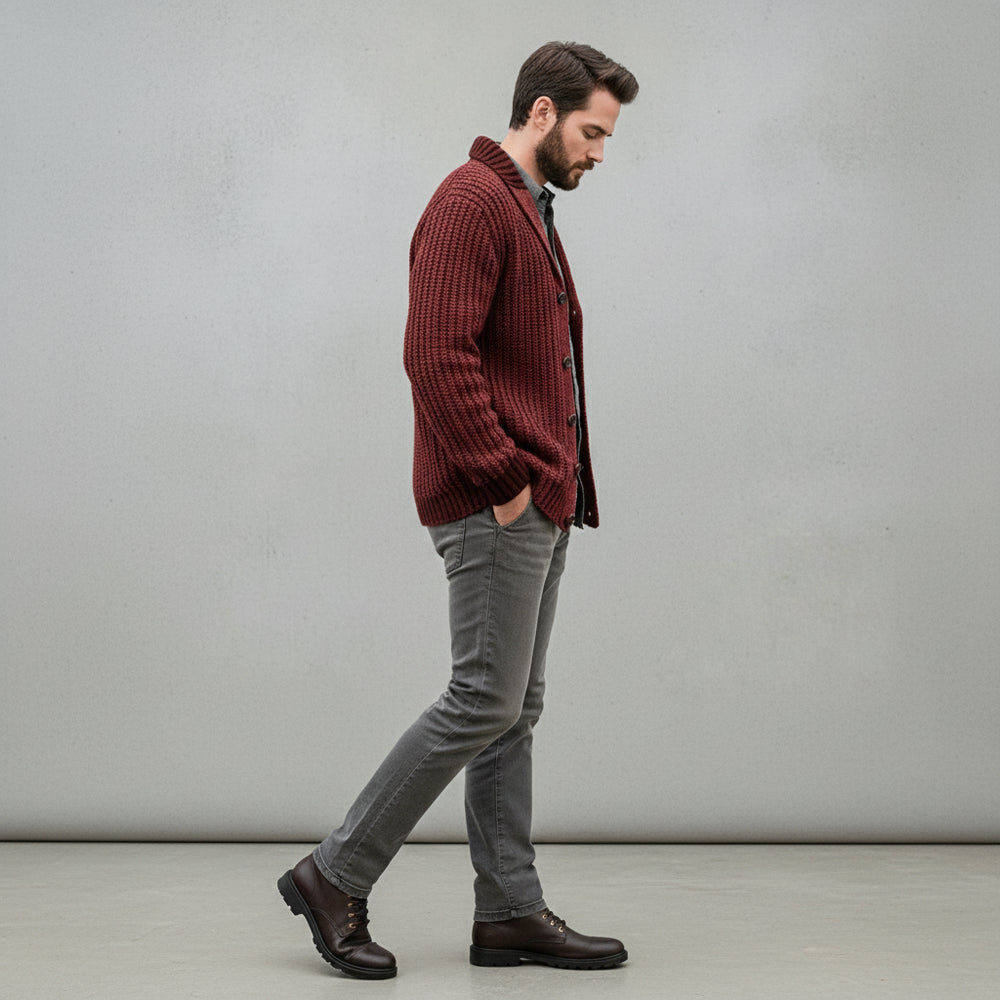 Warme Herren Strickjacke Slim Fit | Winter