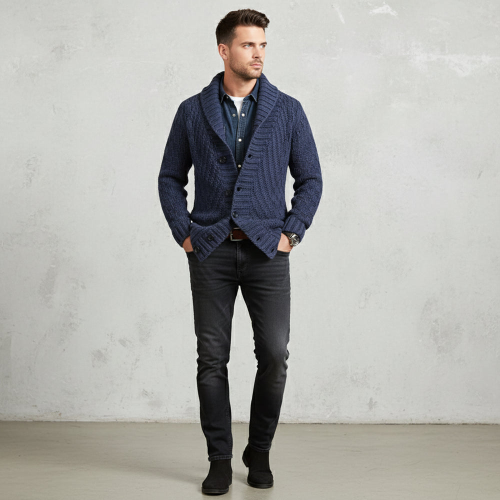 Retro Herren Strickjacke mit Revers | Winter