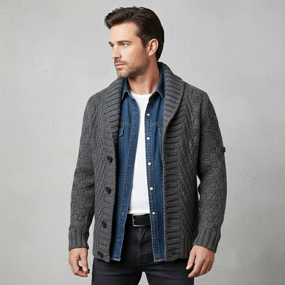 Retro Herren Strickjacke mit Revers | Winter