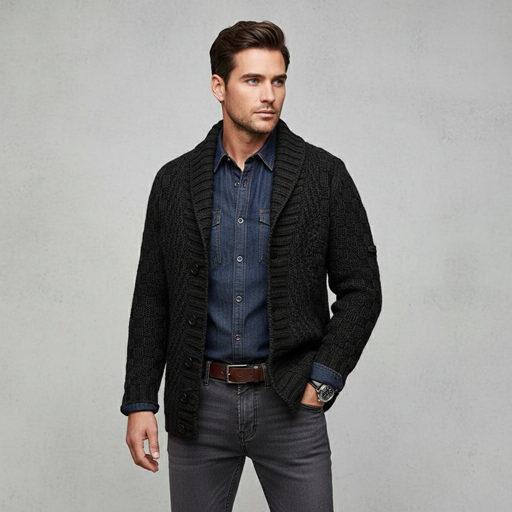 Retro Herren Strickjacke mit Revers | Winter