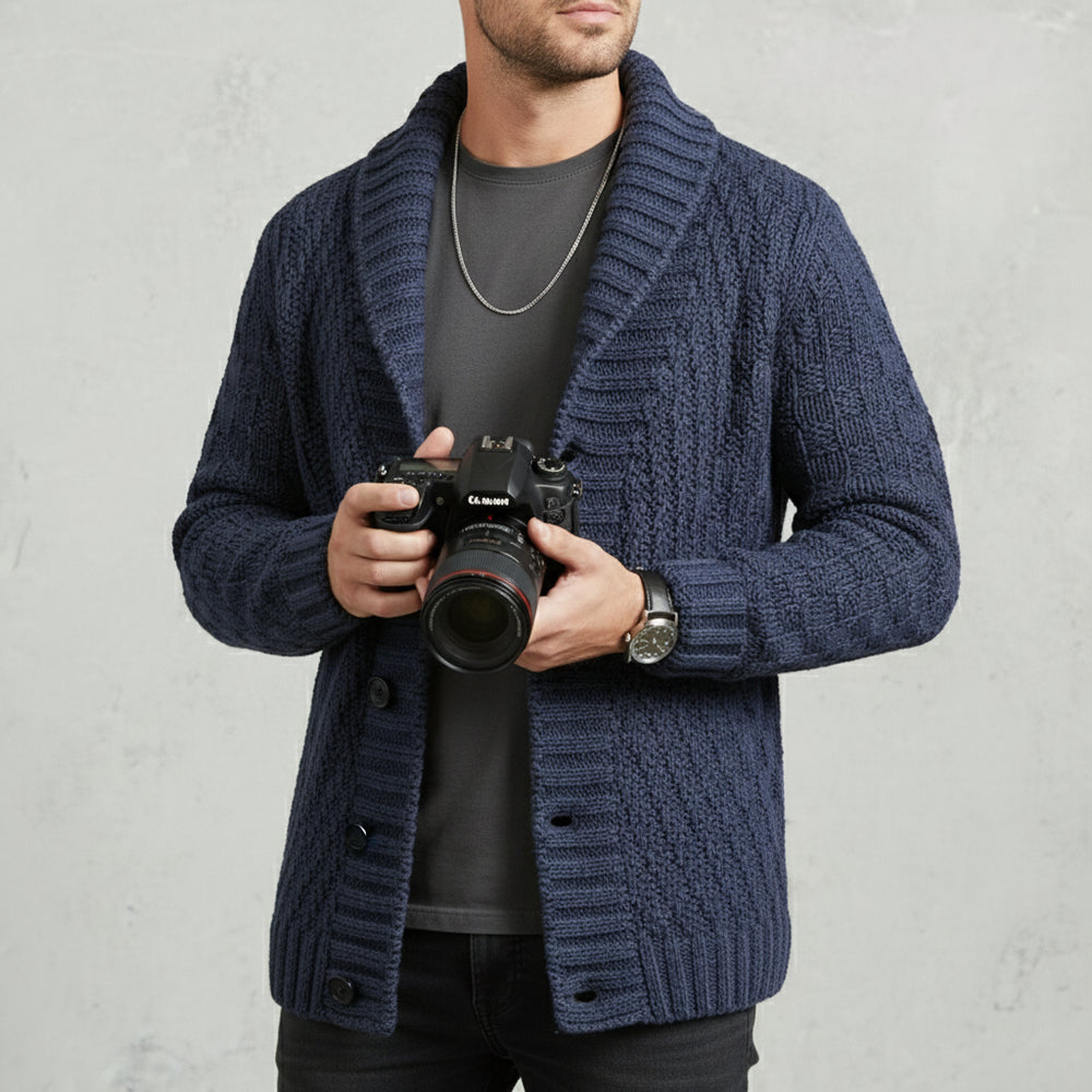 Retro Herren Strickjacke mit Revers | Winter