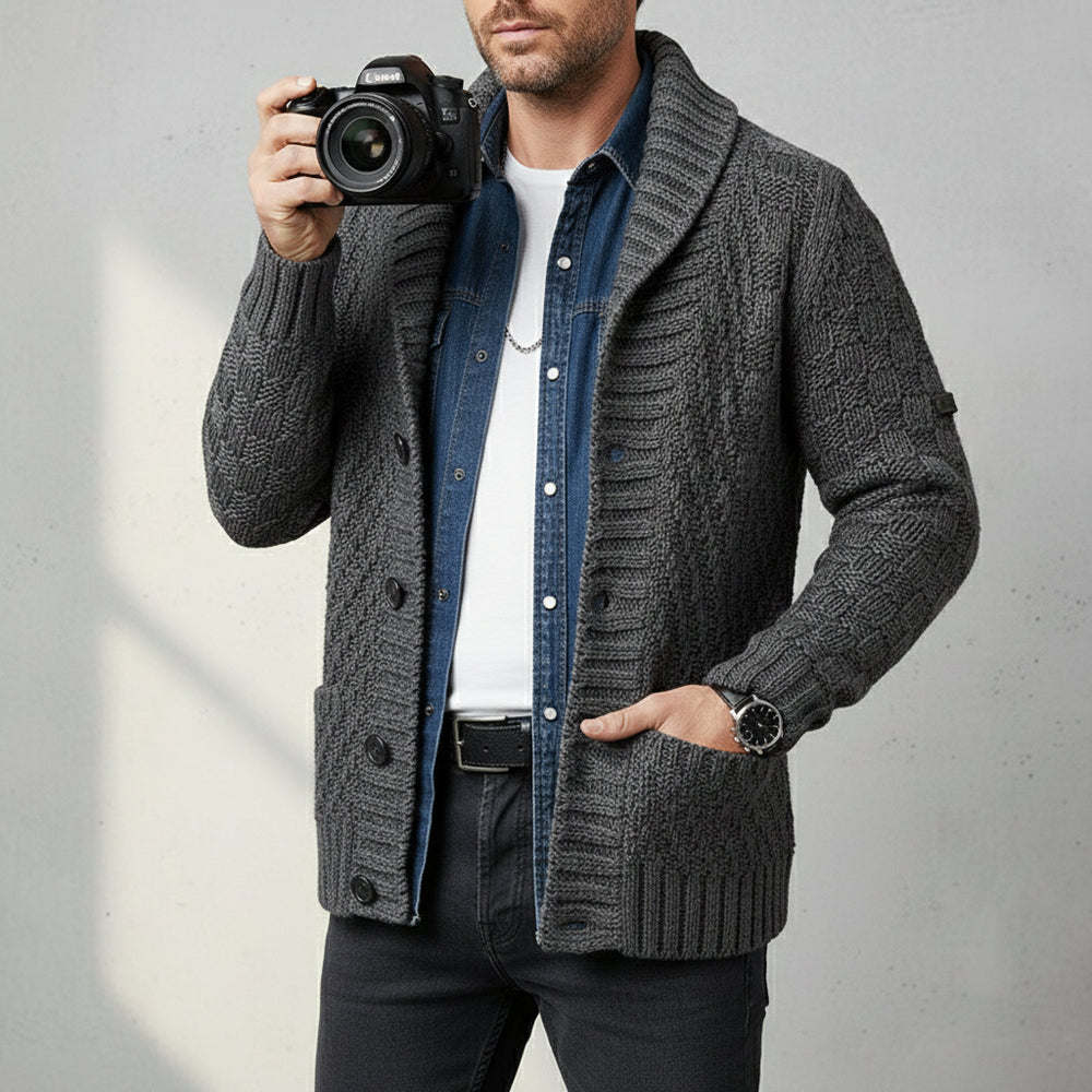 Retro Herren Strickjacke mit Revers | Winter