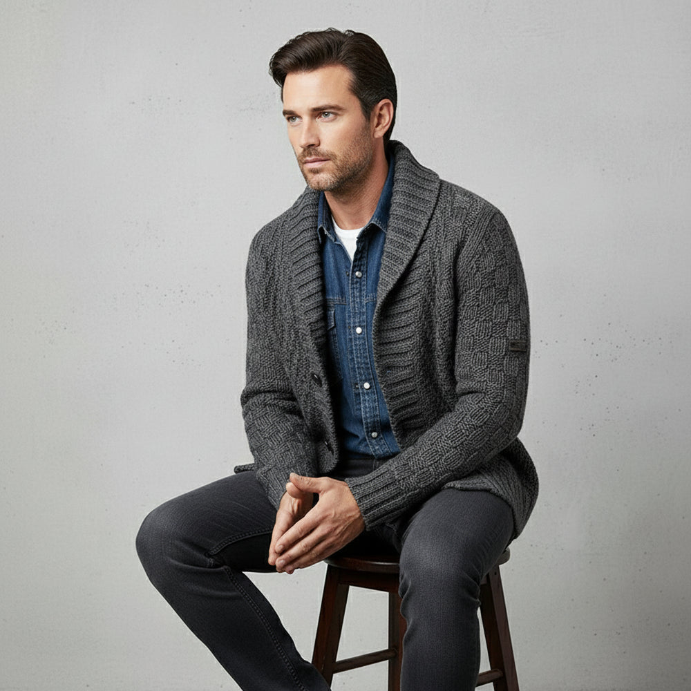 Retro Herren Strickjacke mit Revers | Winter