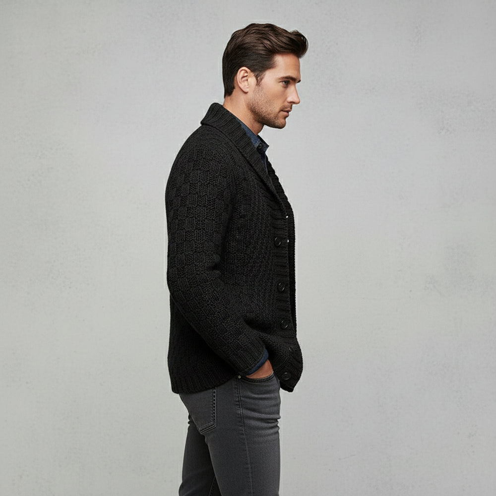 Retro Herren Strickjacke mit Revers | Winter