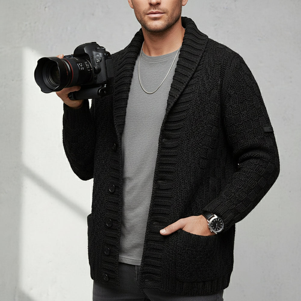 Retro Herren Strickjacke mit Revers | Winter