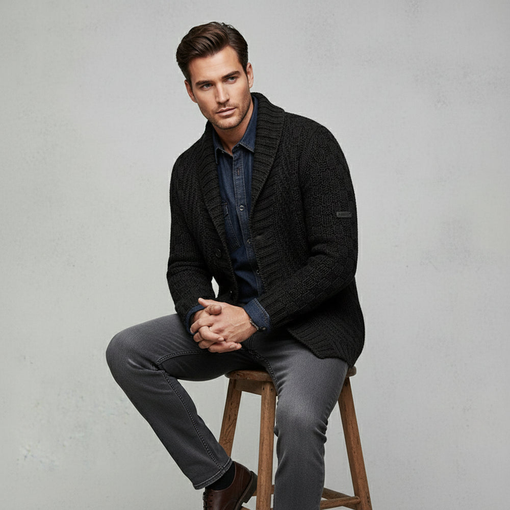 Retro Herren Strickjacke mit Revers | Winter