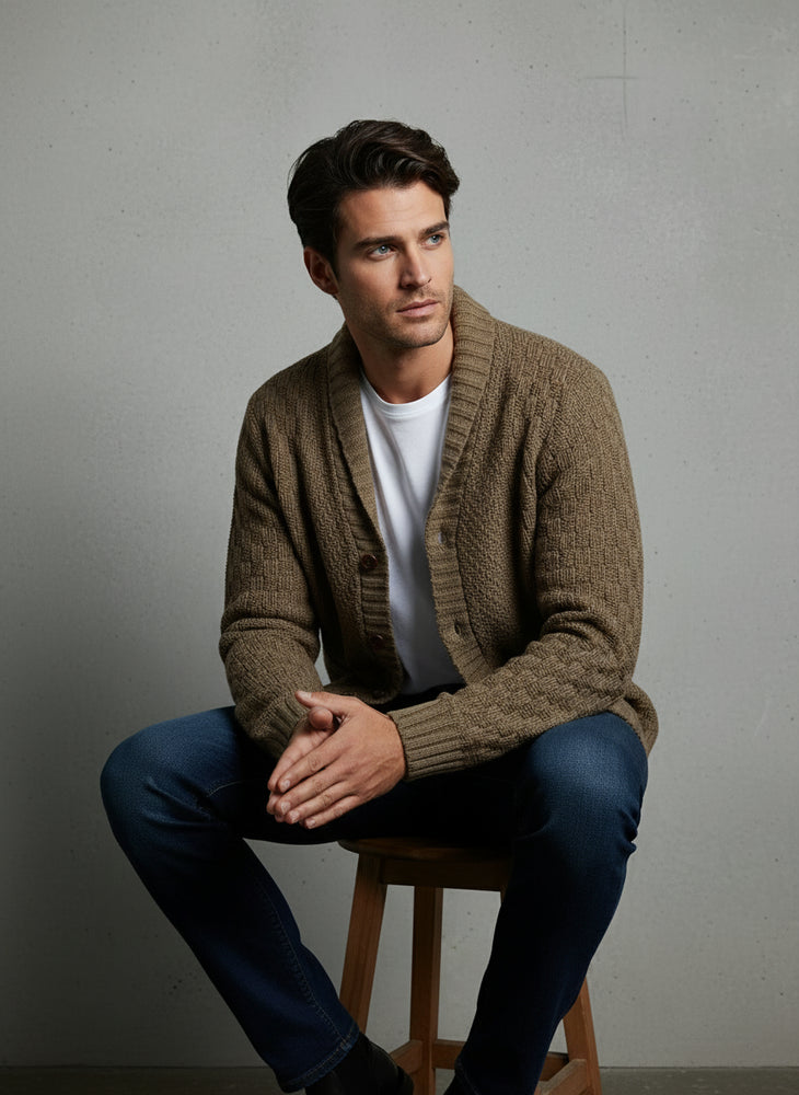 Retro Herren Strickjacke mit Revers | Winter