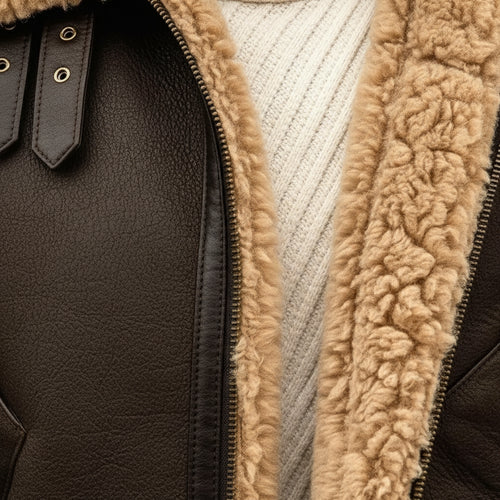 Herren Kunstlederjacke mit Teddyfell | Winter