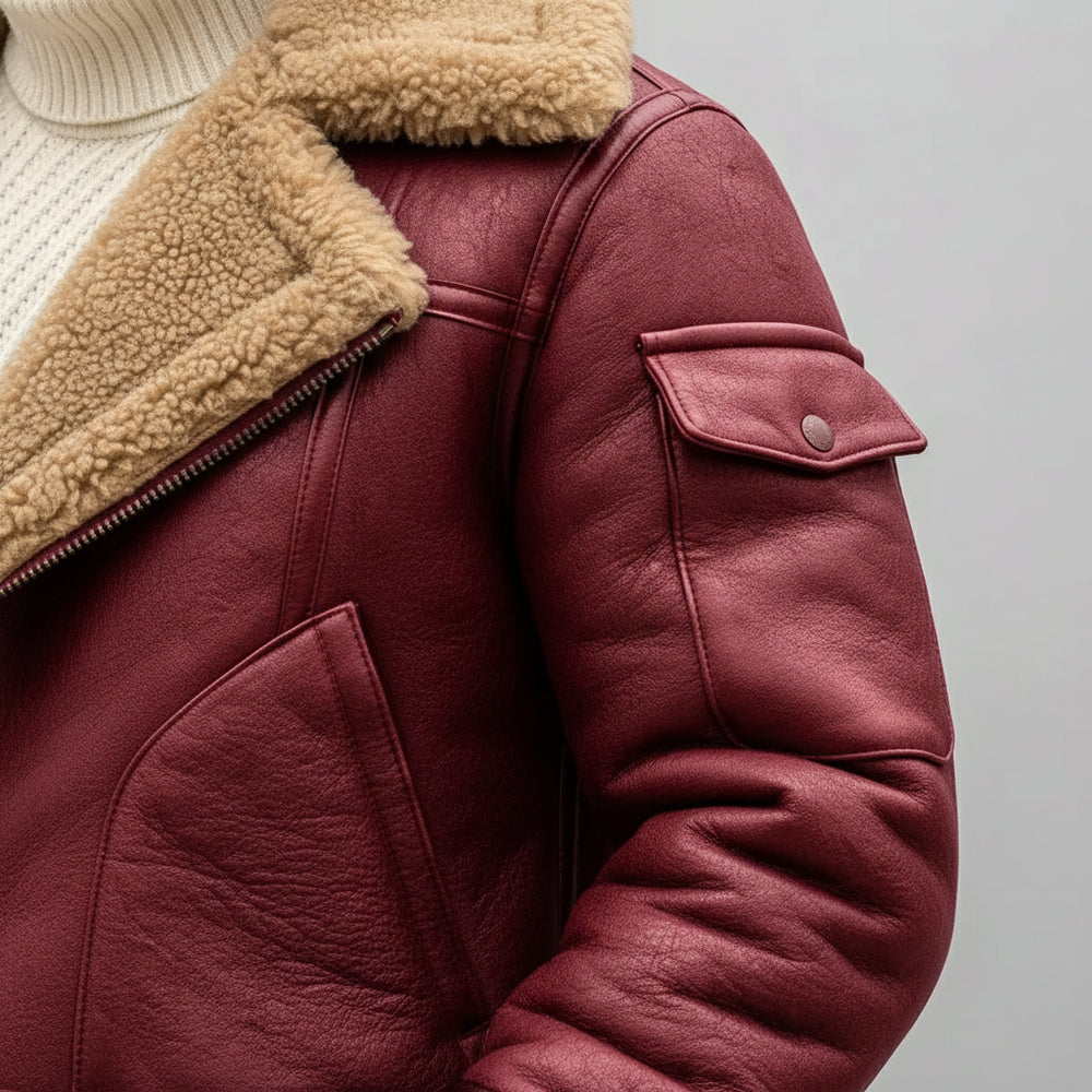 Herren Kunstlederjacke mit Teddyfell | Winter