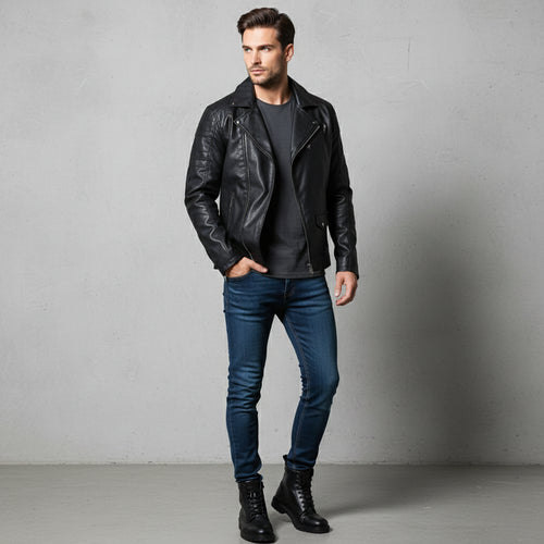 Lässige Herren Lederjacke | Biker-Stil | Herbst