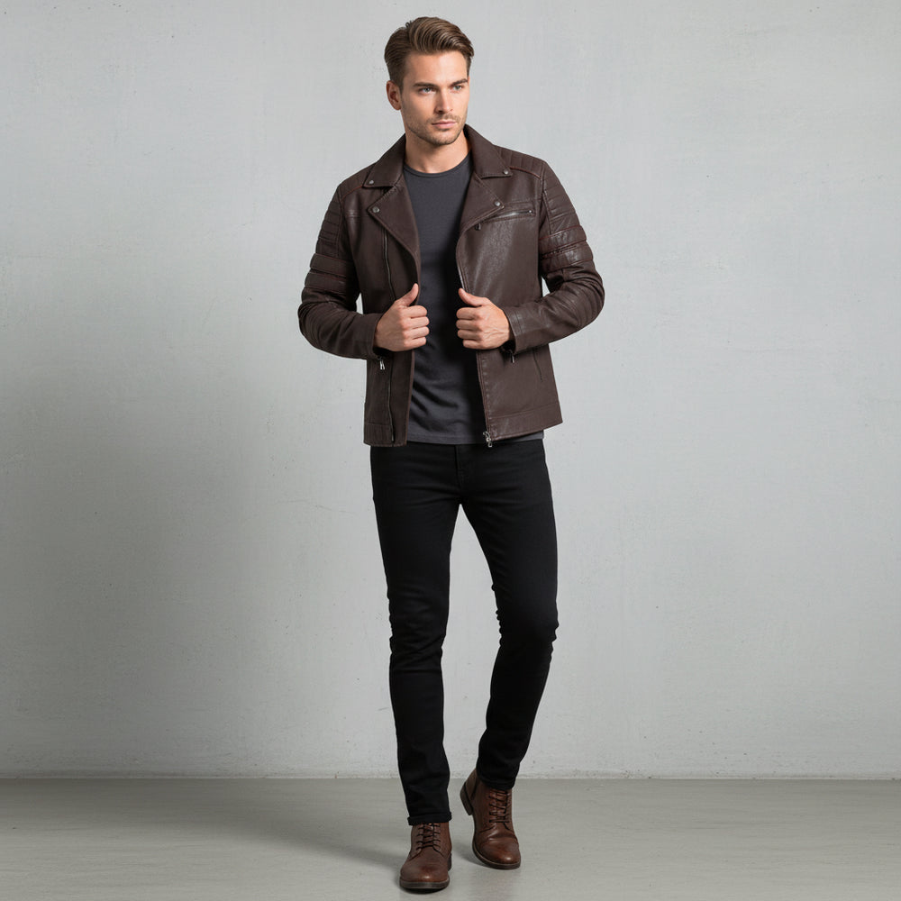 Lässige Herren Lederjacke | Biker-Stil | Herbst