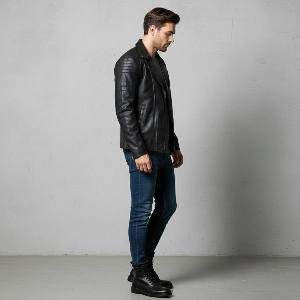 Lässige Herren Lederjacke | Biker-Stil | Herbst
