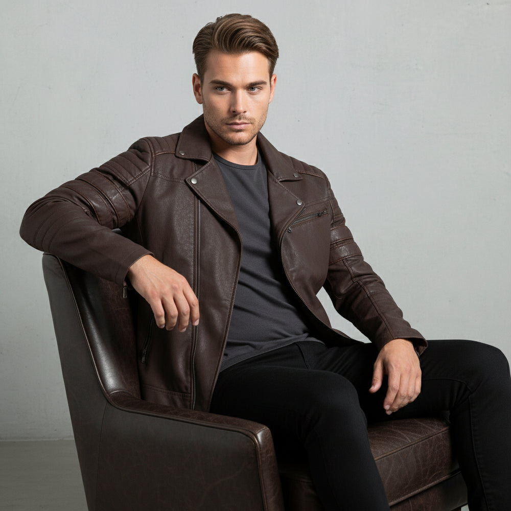 Lässige Herren Lederjacke | Biker-Stil | Herbst