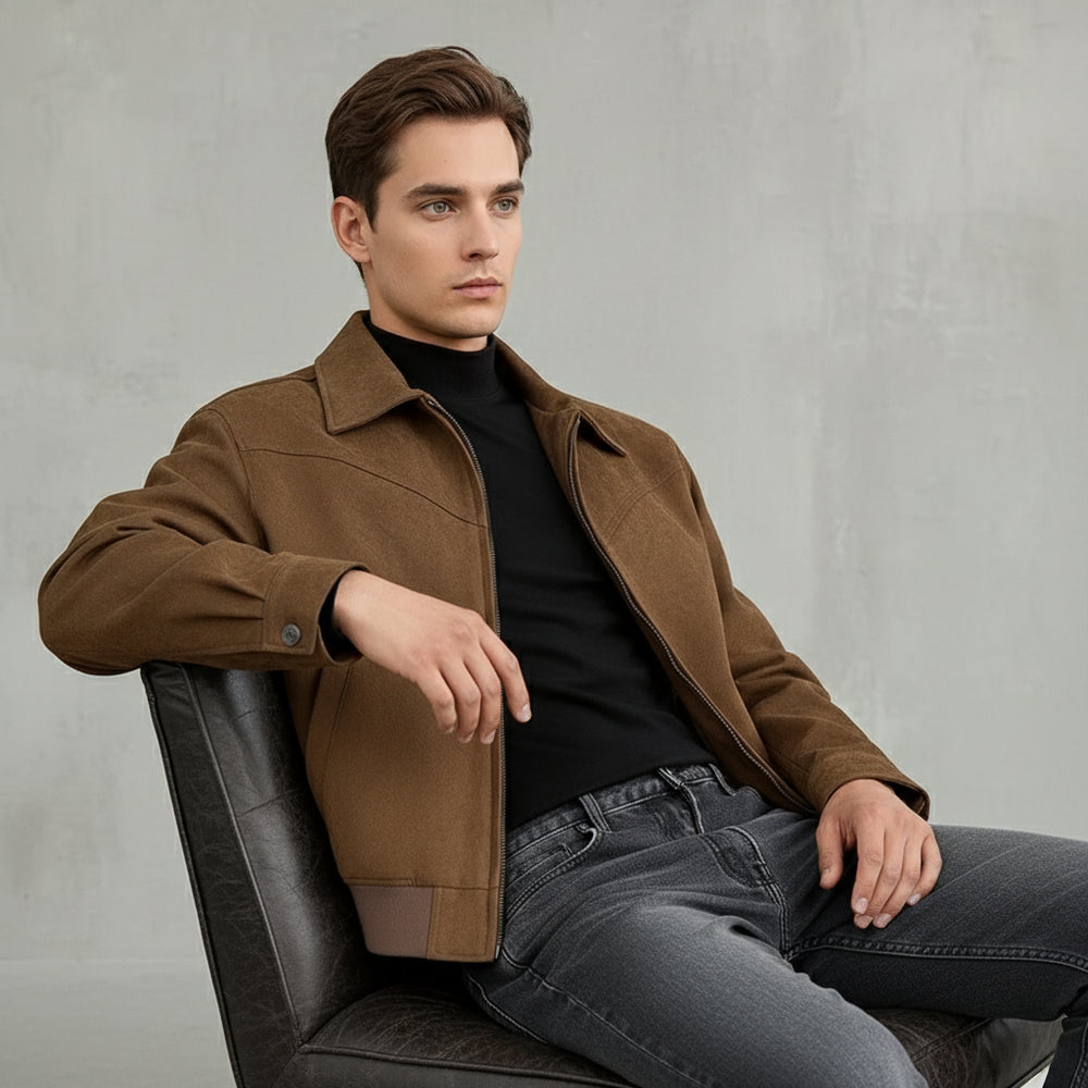 Lässige Herren Wildlederjacke | Herbst Winter