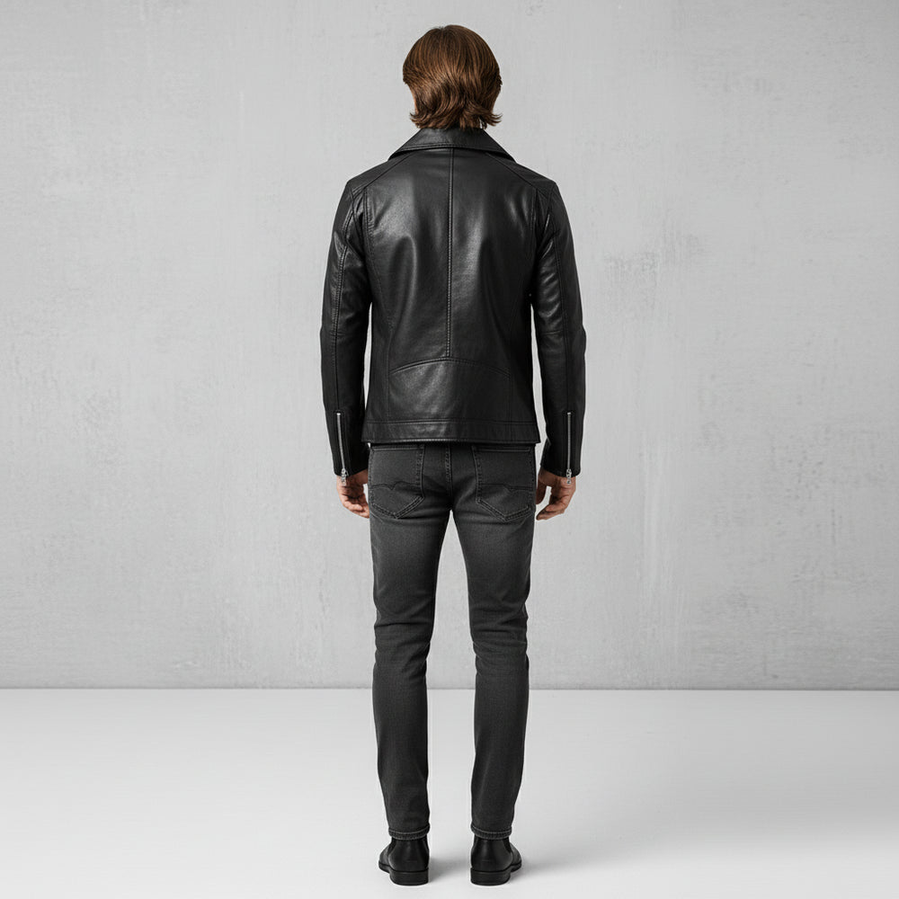 Herren Biker Kunstlederjacke | Herbst Slim Fit