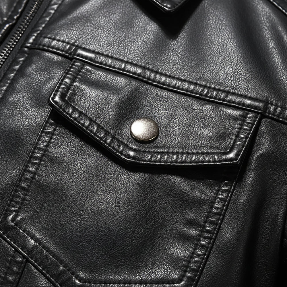 Herren Biker Kunstlederjacke | Herbst Slim Fit