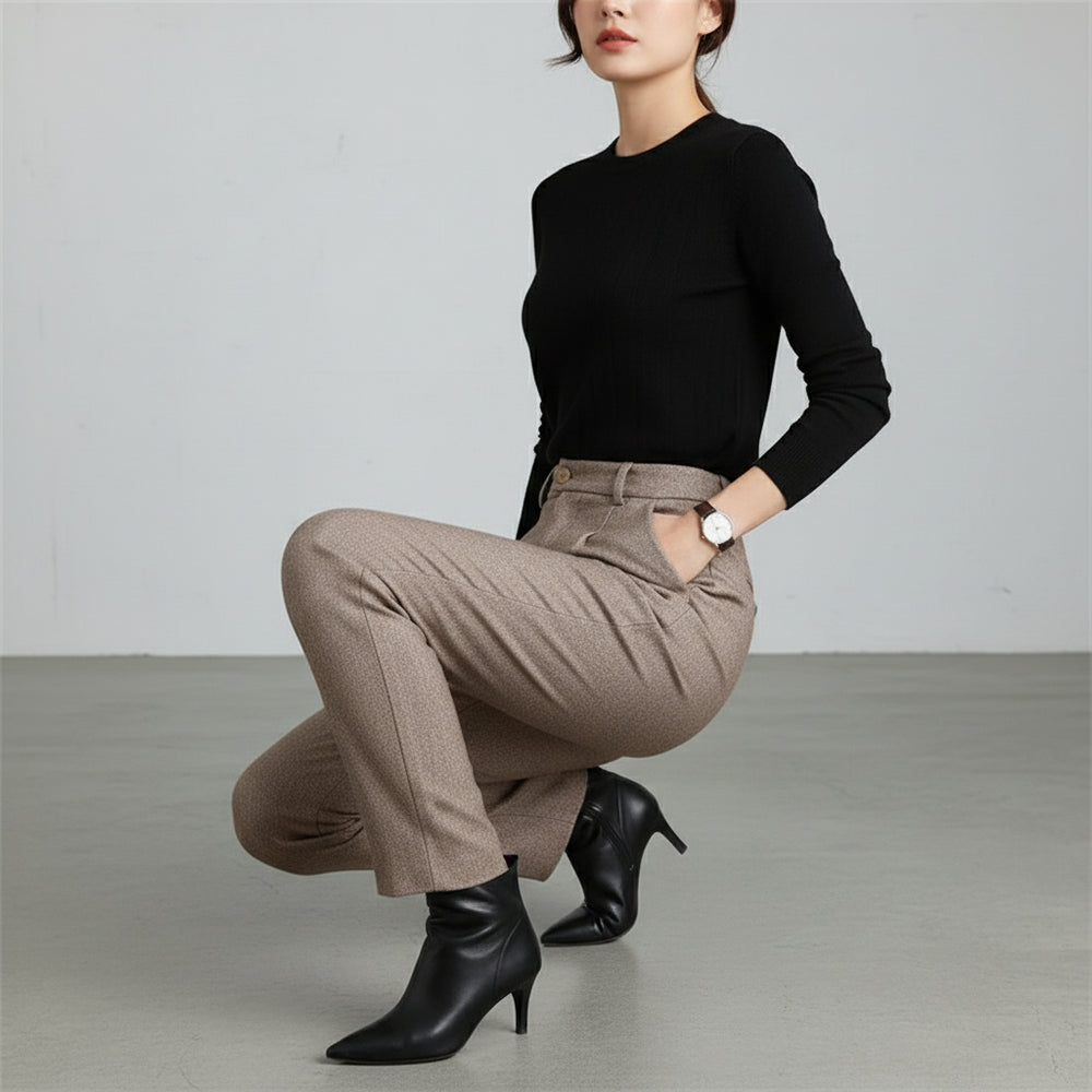 Damen Wollhose High Waist | Büro & Freizeit