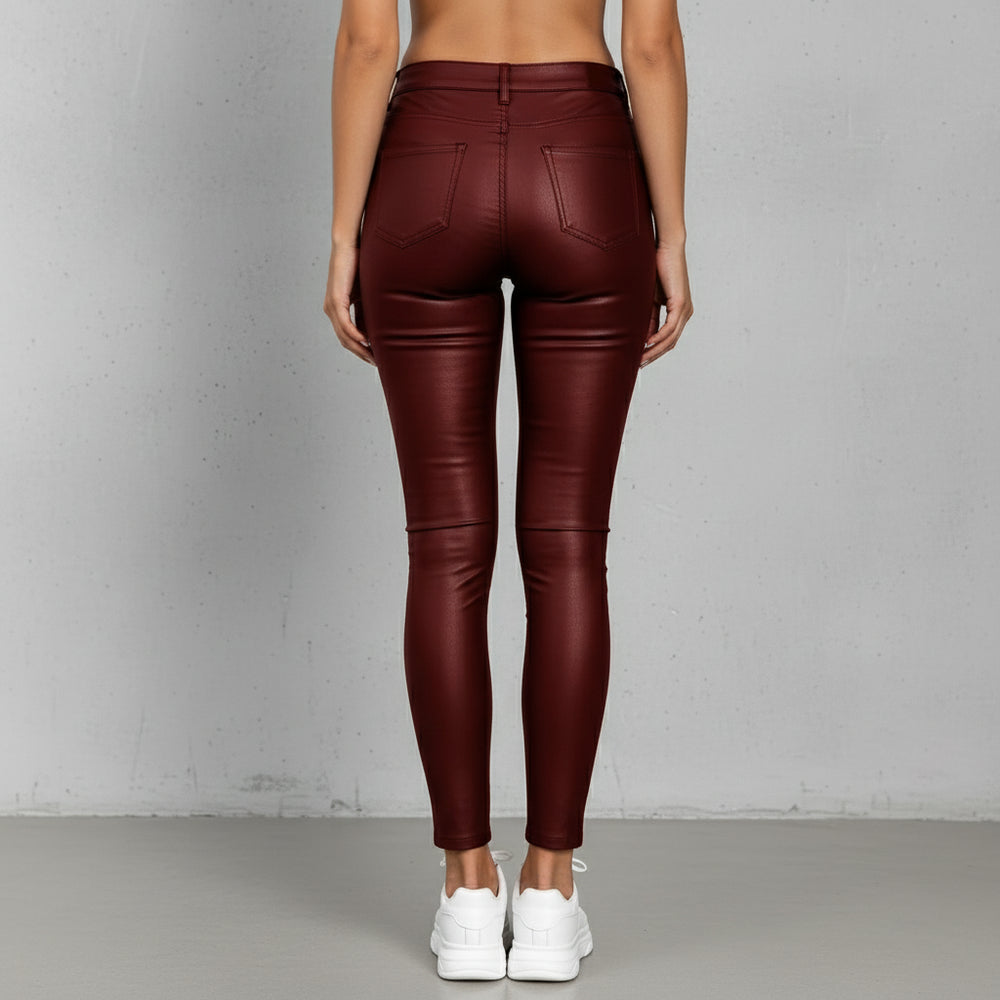 Damen Hose in Leder-Optik | High Waist | Herbst