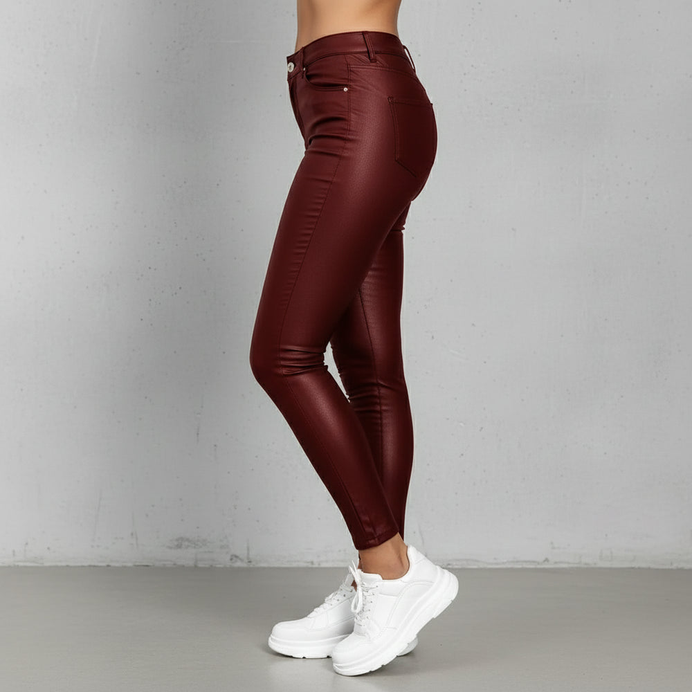 Damen Hose in Leder-Optik | High Waist | Herbst