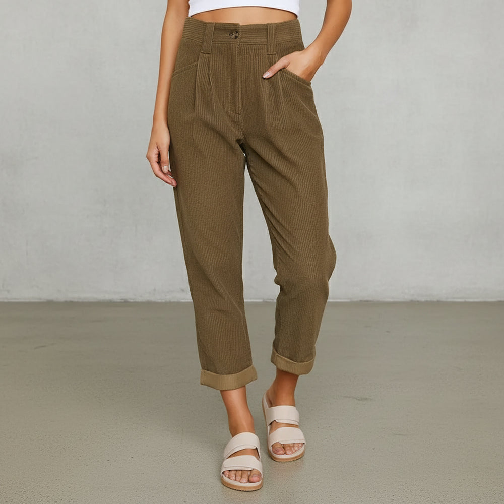 Damen Cordhose High Waist | Gerade | Herbst/Winter