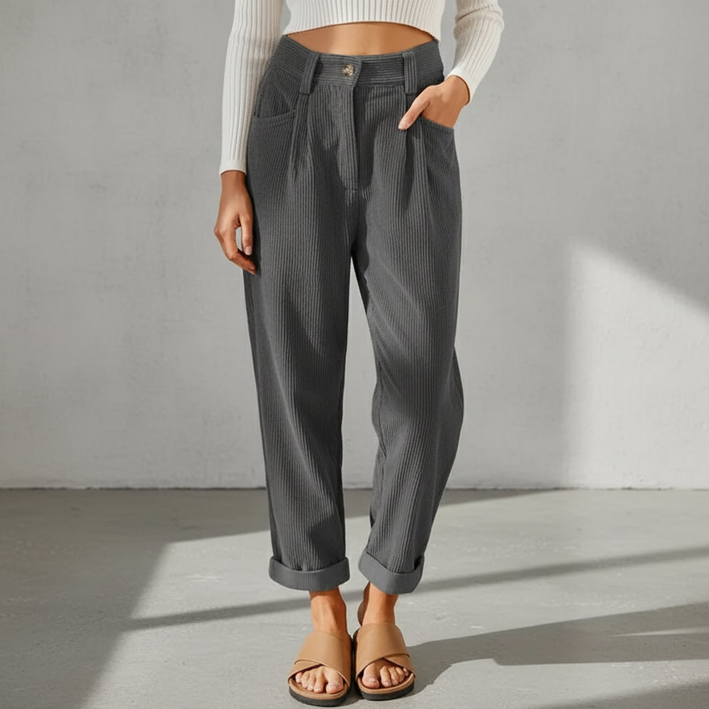 Damen Cordhose High Waist | Gerade | Herbst/Winter