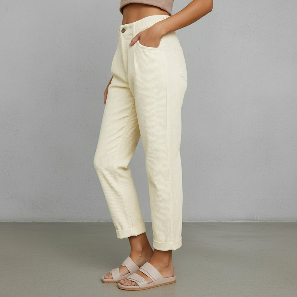 Damen Cordhose High Waist | Gerade | Herbst/Winter