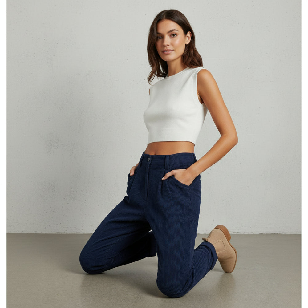 Damen Cordhose High Waist | Gerade | Herbst/Winter