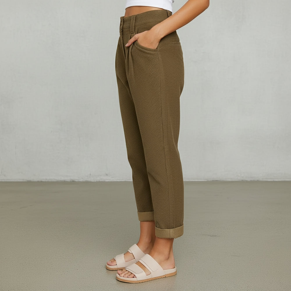 Damen Cordhose High Waist | Gerade | Herbst/Winter