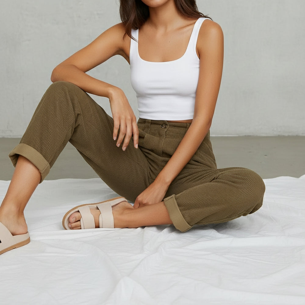 Damen Cordhose High Waist | Gerade | Herbst/Winter