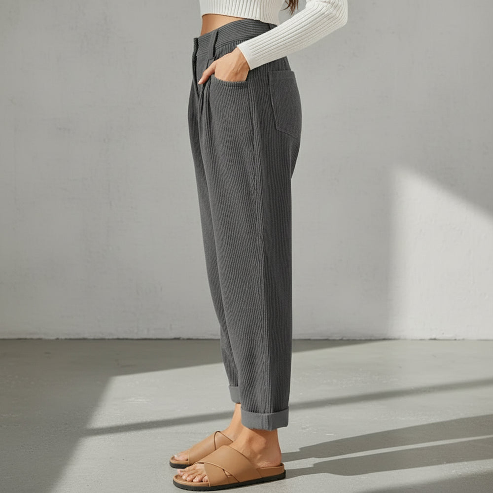 Damen Cordhose High Waist | Gerade | Herbst/Winter