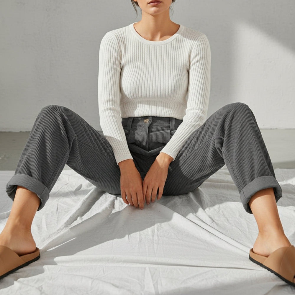 Damen Cordhose High Waist | Gerade | Herbst/Winter