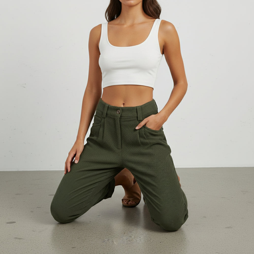 Damen Cordhose High Waist | Gerade | Herbst/Winter