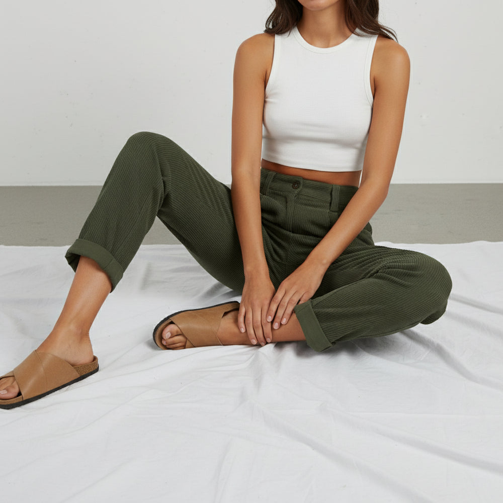 Damen Cordhose High Waist | Gerade | Herbst/Winter