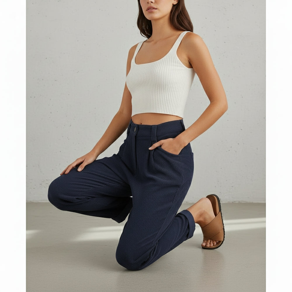 Damen Cordhose High Waist | Gerade | Herbst/Winter