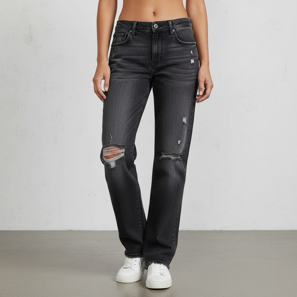 Lässige Damen Stretch Jeans | High Waist | Straight Fit
