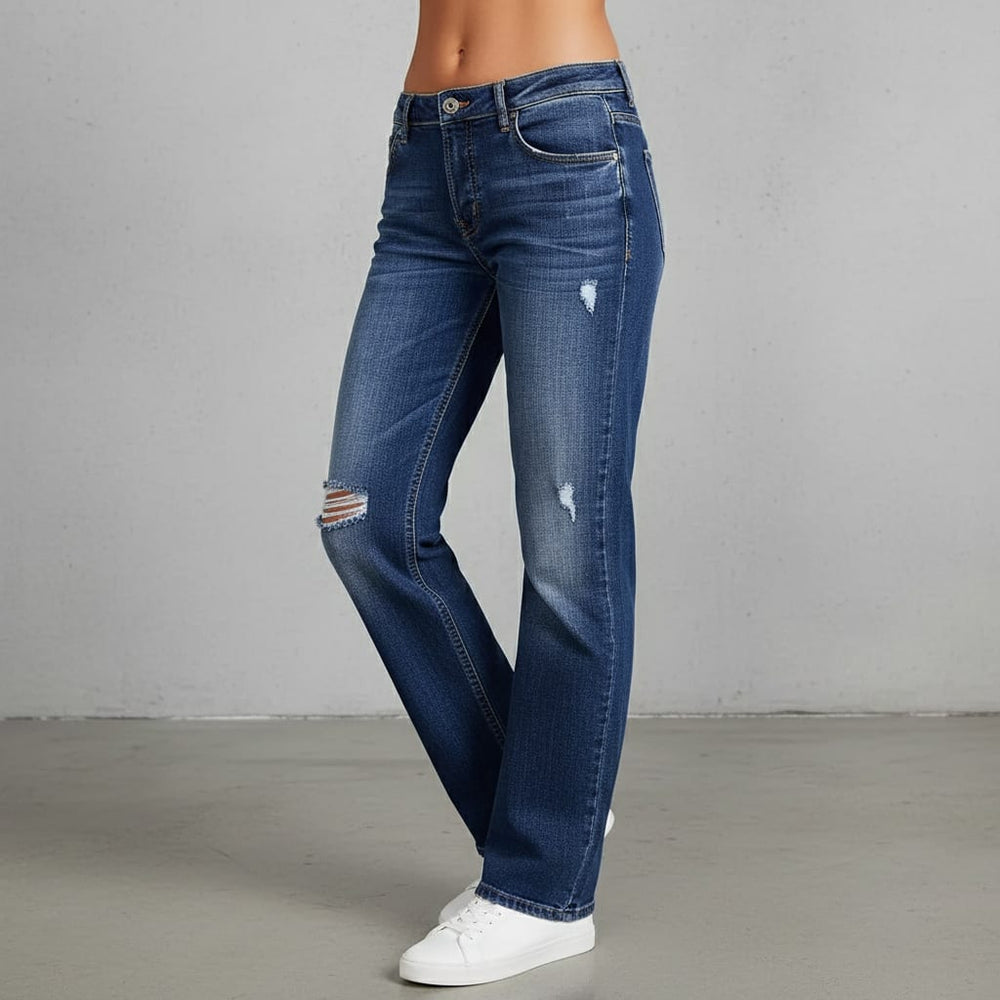 Lässige Damen Stretch Jeans | High Waist | Straight Fit