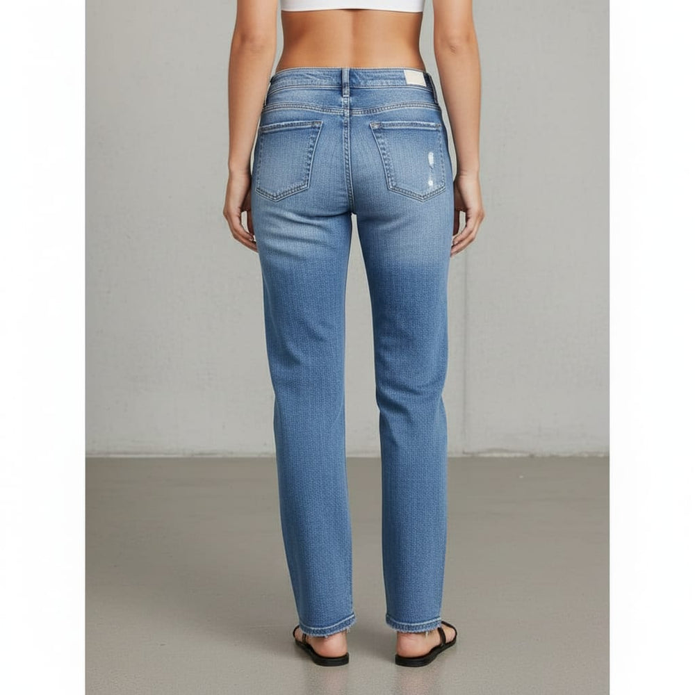 Lässige Damen Stretch Jeans | High Waist | Straight Fit