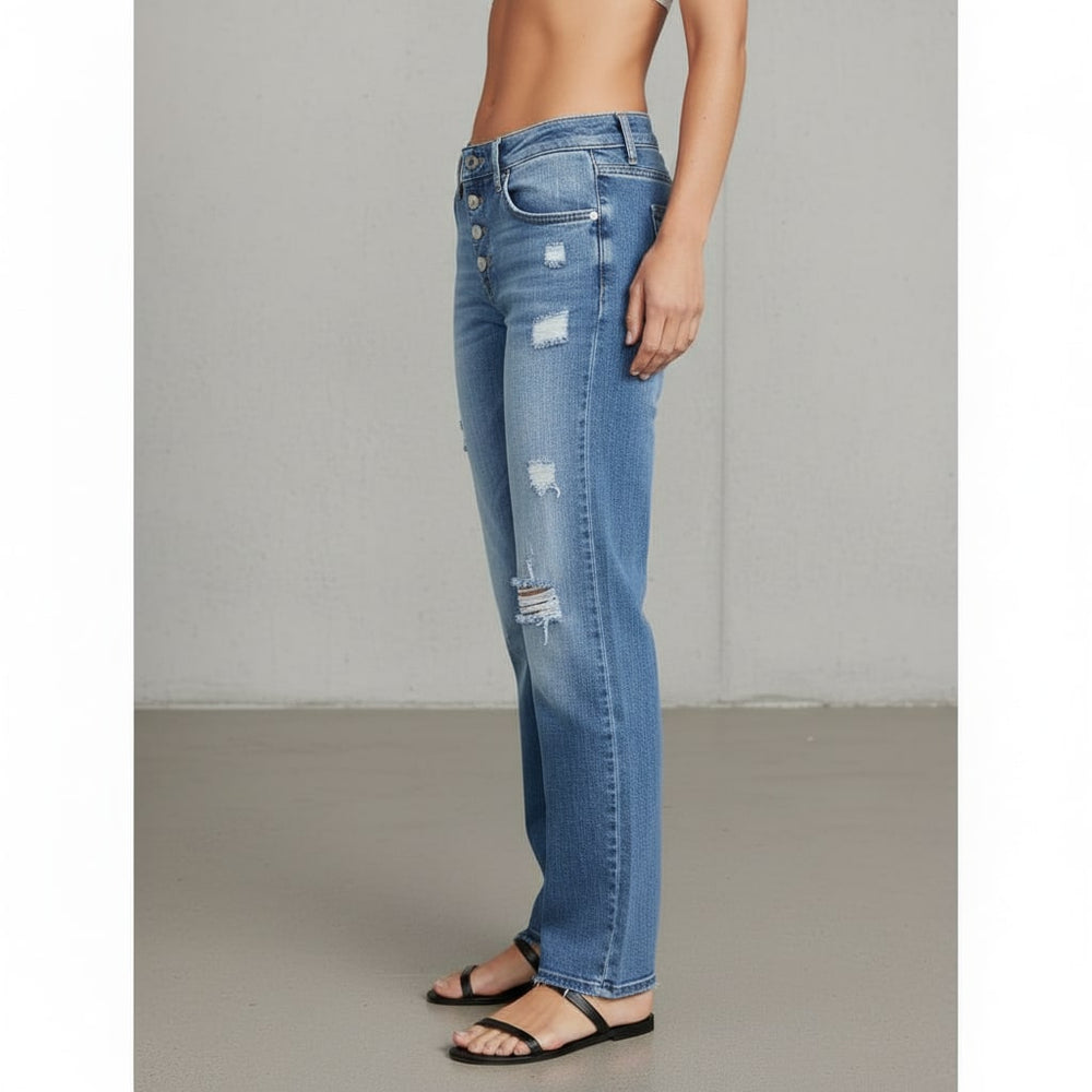 Lässige Damen Stretch Jeans | High Waist | Straight Fit