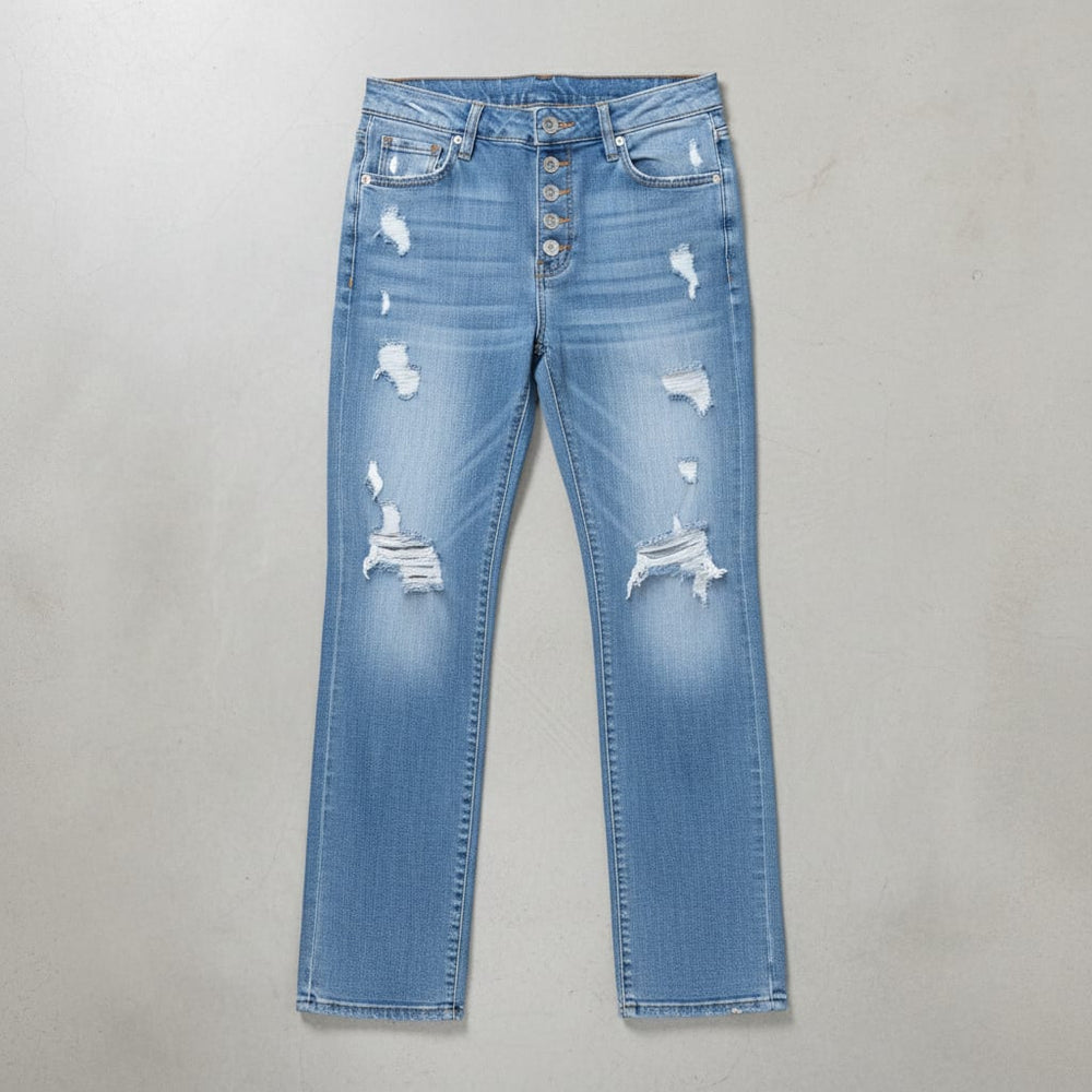 Lässige Damen Stretch Jeans | High Waist | Straight Fit