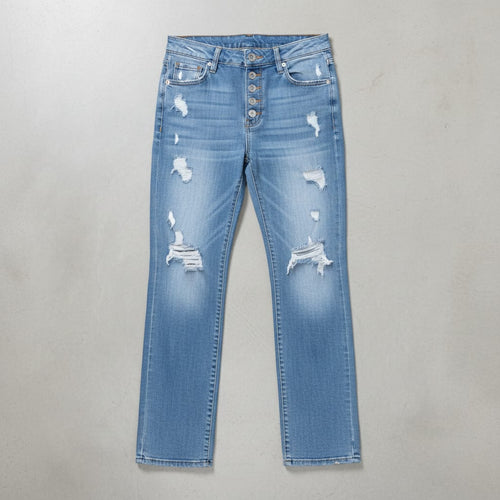 Lässige Damen Stretch Jeans | High Waist | Straight Fit